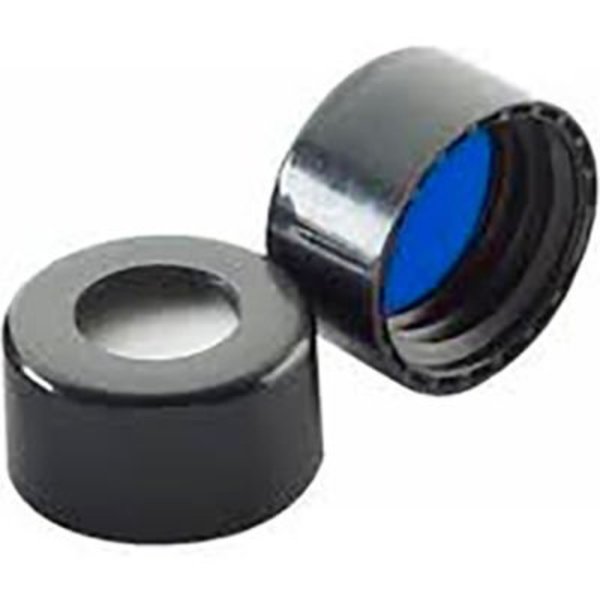 Cp Lab Safety. Wheaton® ABC 9mm Black Open Top Screw Caps with Blue PTFE/Silicone Liner, Case of 1000 W225334A-0401
